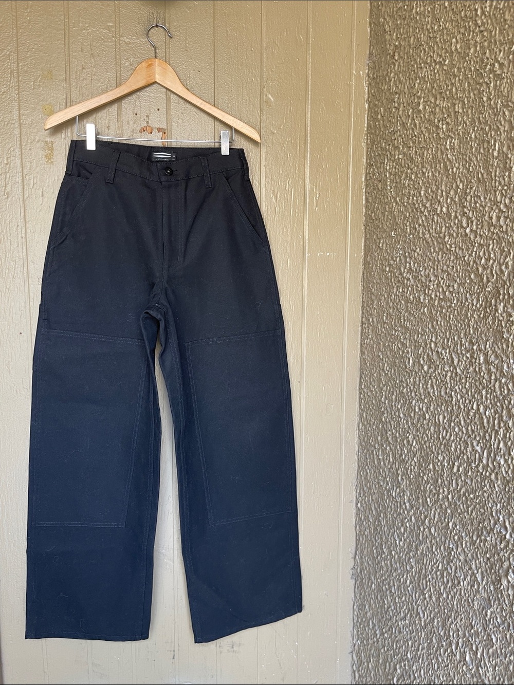 Harley Davidson Wide Leg Cotton High Waist Work Pants in Black Size 2